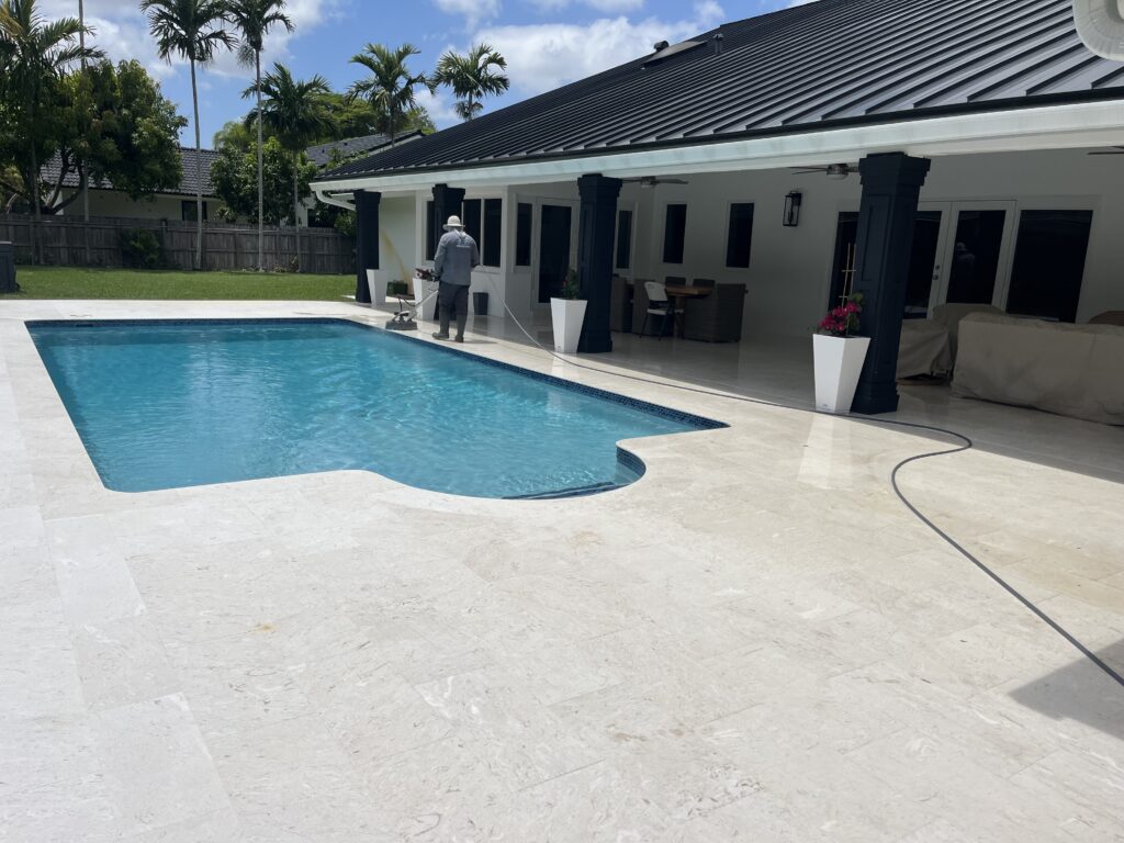power wash concrete pool deck